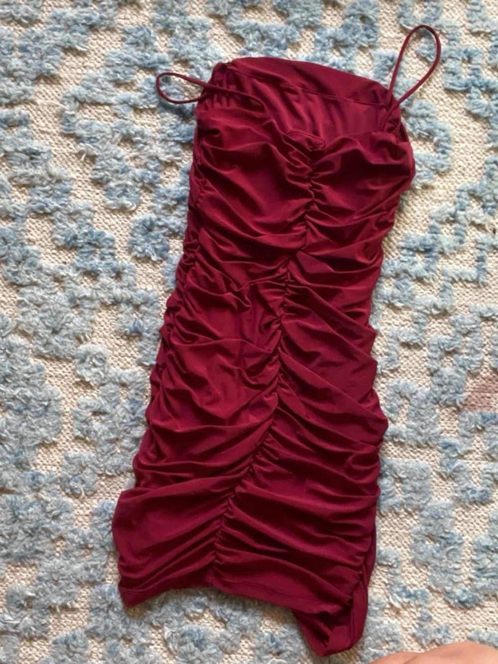 Windsor Burgundy Ruched Slip Mini Dress - Picture 2 of 4